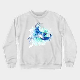 Watercolor Blue Bird with drops Crewneck Sweatshirt